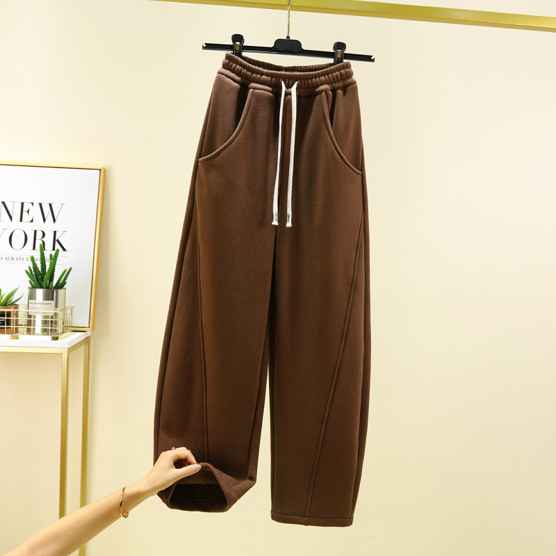 Ženske Banana hlače od New Oxygen Cotton – jesen/zima, s flis podstavkom, široke ravne kroje, udobne tople hlače