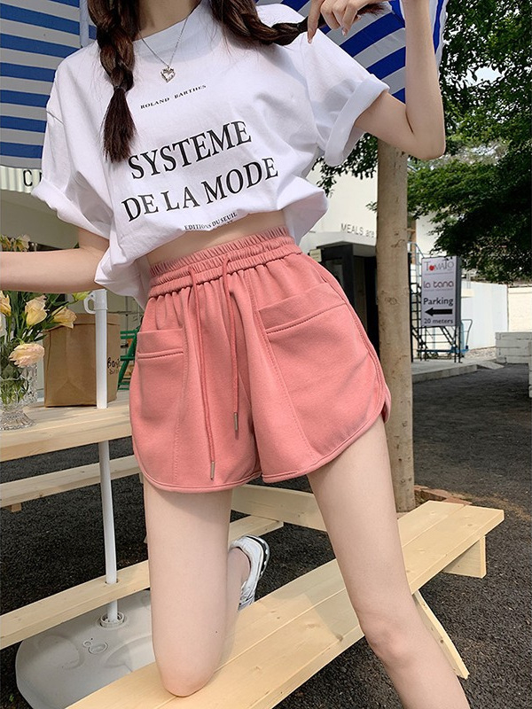 Ženske šortke od poliestera, visokog struka, širokog kroja, duljina do tri četvrtine, 95% poliestera, preppy stil (ljeto 2025)