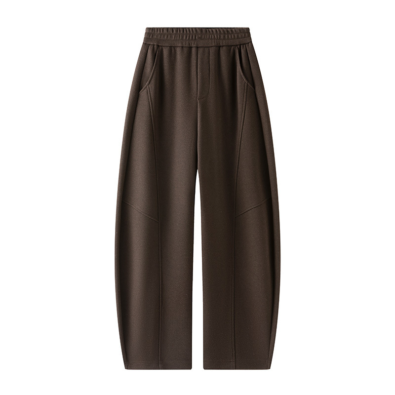 Pantaloni femei din amestec de lână, croială scimitară, talie înaltă, croială largă drapată, urban elegant, toamnă-iarnă 2025