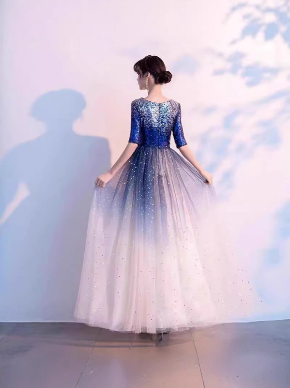 Női kórus hosszú flitteres estélyi ruha, poliészter anyag, 2025 tavasz, vasalásmentes.