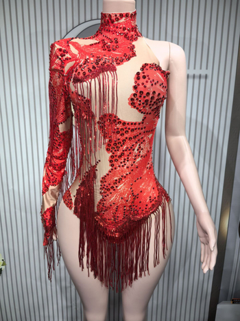 Гащеризон с дълги ръкави и пискюли, висока талия, цифров печат, полиестер-спандекс смес, Пролет 2025