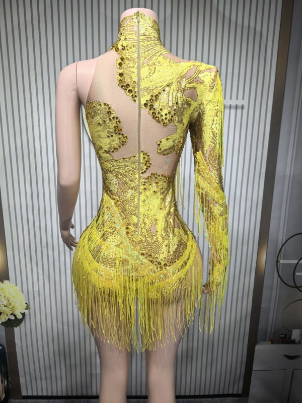 Гащеризон с дълги ръкави и пискюли, висока талия, цифров печат, полиестер-спандекс смес, Пролет 2025