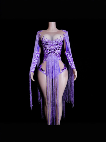 Tianyi body s rhinestones i resicama — uski struk, tijelo prilagođeno ženskim pozorišnim nastupima, elastan 70-80%