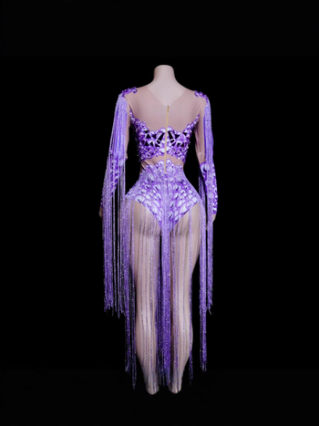 Tianyi body s rhinestones i resicama — uski struk, tijelo prilagođeno ženskim pozorišnim nastupima, elastan 70-80%