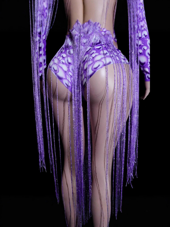 Tianyi body s rhinestones i resicama — uski struk, tijelo prilagođeno ženskim pozorišnim nastupima, elastan 70-80%