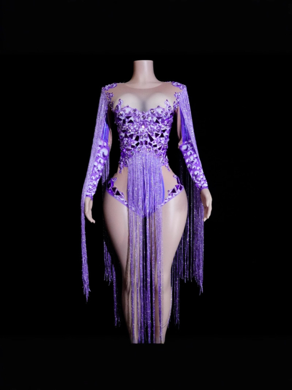 Tianyi body s rhinestones i resicama — uski struk, tijelo prilagođeno ženskim pozorišnim nastupima, elastan 70-80%