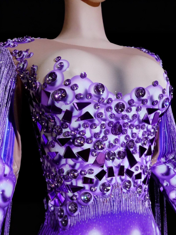 Tianyi body s rhinestones i resicama — uski struk, tijelo prilagođeno ženskim pozorišnim nastupima, elastan 70-80%