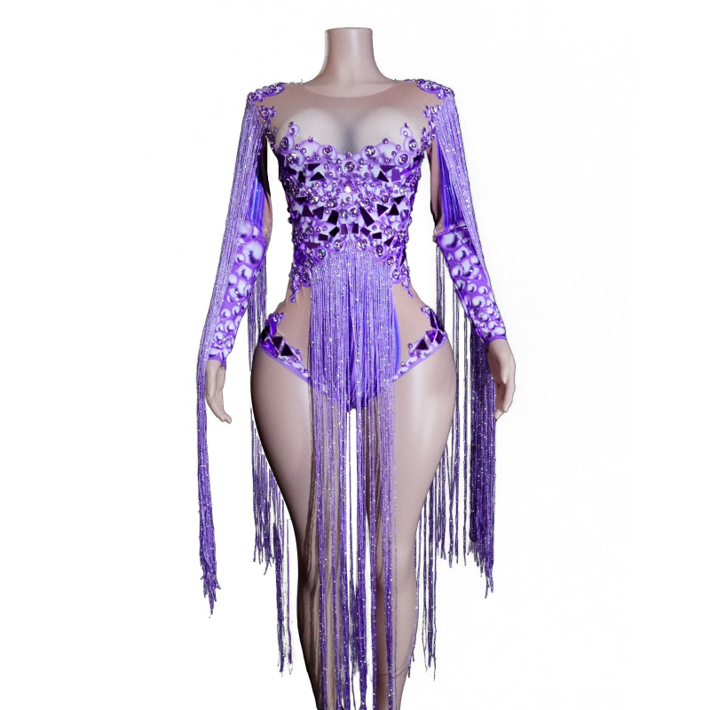 Tianyi body s rhinestones i resicama — uski struk, tijelo prilagođeno ženskim pozorišnim nastupima, elastan 70-80%