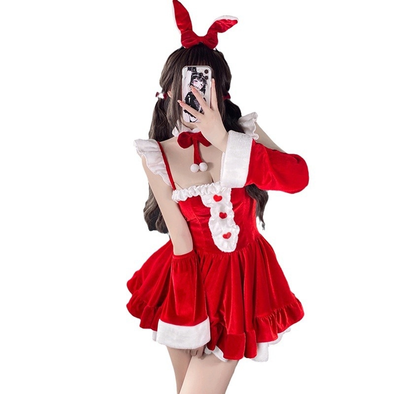 Božićni seksi kostim službenice u uniformi za cosplay na scenu