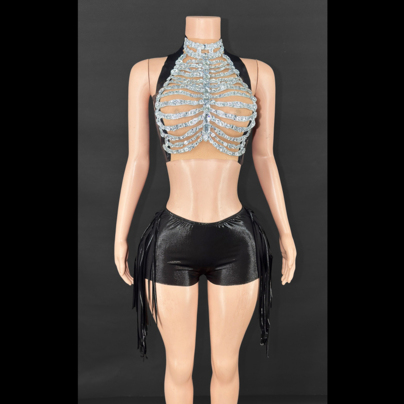 Crop topas ir šortų komplektas - Vakarietiškas gatvės stilius, 2025 m. vasara, Audinys: Kitas, Sudėtis 80-90%