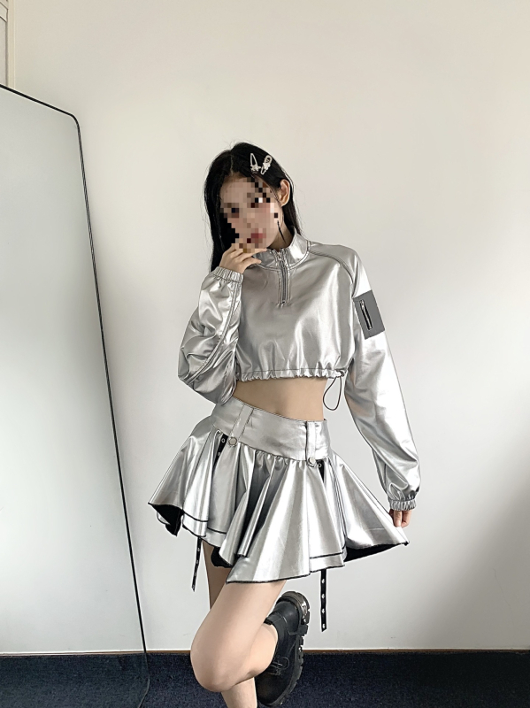 Set de haine pentru reprezentații K-Pop: costum futurist pentru scenă și bar; chenille și spandex ca material principal; toamnă 2024; unisex; conținut principal <30%