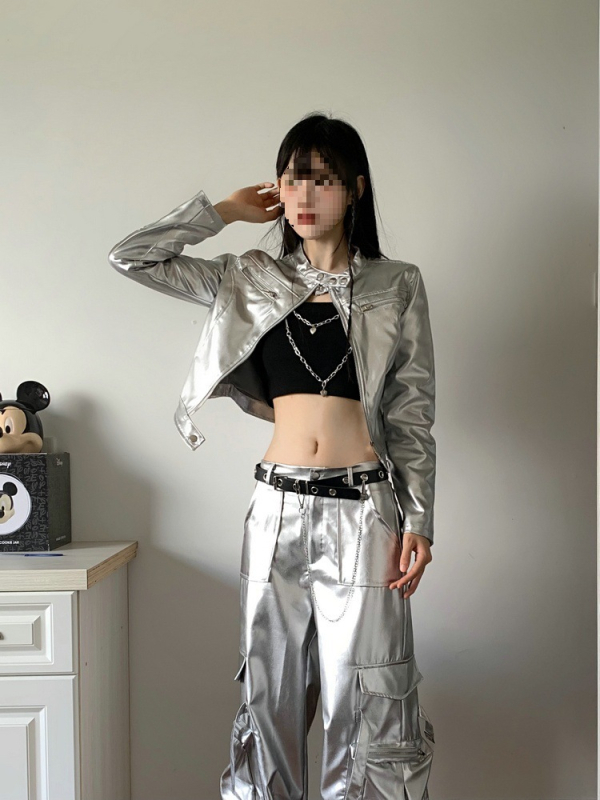 Set de haine pentru reprezentații K-Pop: costum futurist pentru scenă și bar; chenille și spandex ca material principal; toamnă 2024; unisex; conținut principal <30%
