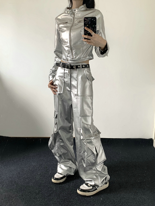 Set de haine pentru reprezentații K-Pop: costum futurist pentru scenă și bar; chenille și spandex ca material principal; toamnă 2024; unisex; conținut principal <30%