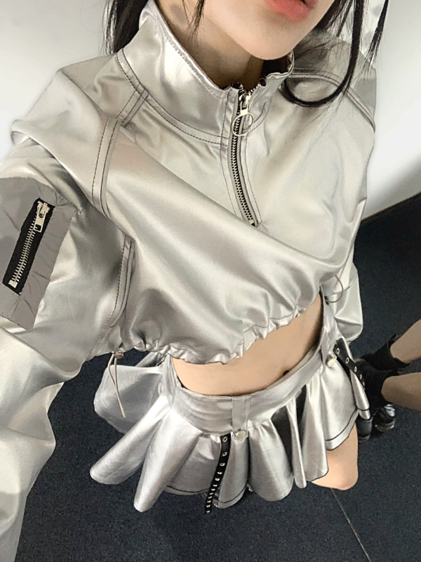 Set de haine pentru reprezentații K-Pop: costum futurist pentru scenă și bar; chenille și spandex ca material principal; toamnă 2024; unisex; conținut principal <30%