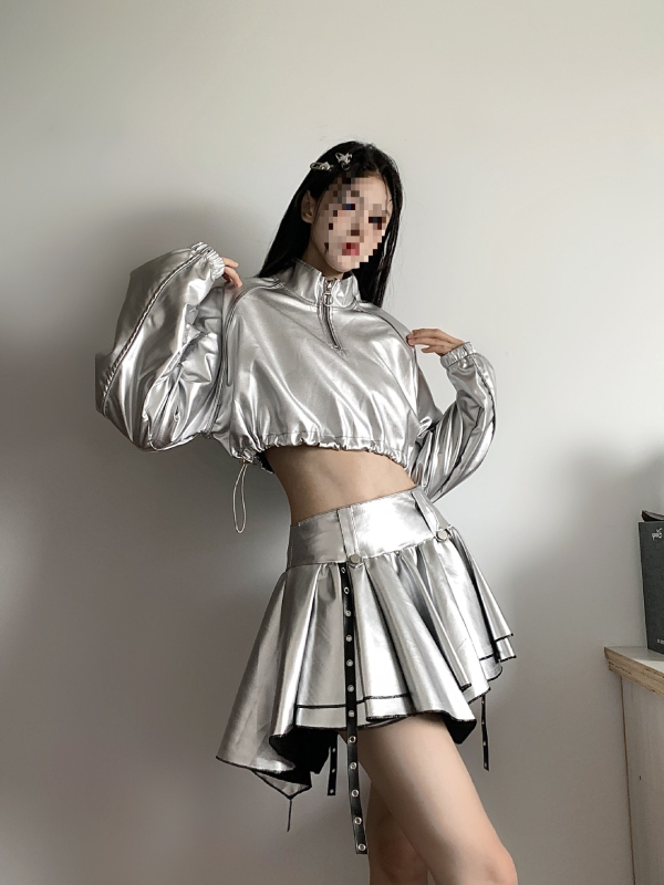 Set de haine pentru reprezentații K-Pop: costum futurist pentru scenă și bar; chenille și spandex ca material principal; toamnă 2024; unisex; conținut principal <30%