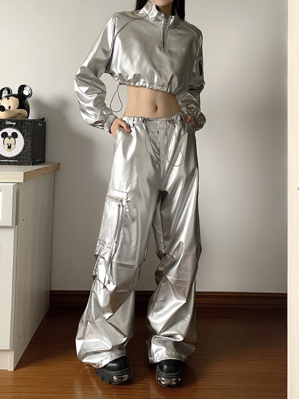Set de haine pentru reprezentații K-Pop: costum futurist pentru scenă și bar; chenille și spandex ca material principal; toamnă 2024; unisex; conținut principal <30%