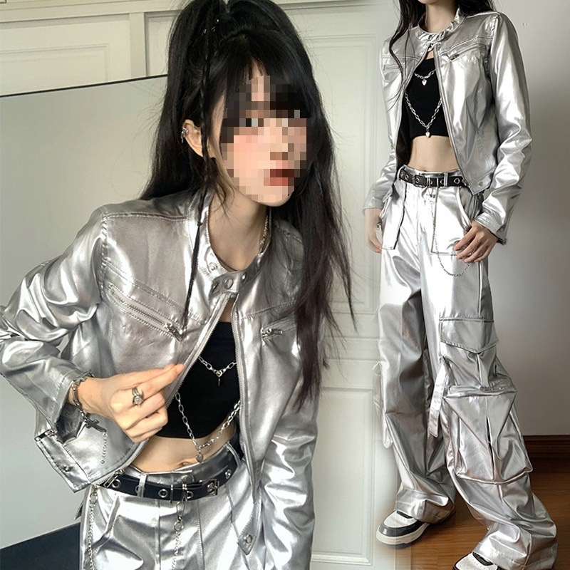 Set de haine pentru reprezentații K-Pop: costum futurist pentru scenă și bar; chenille și spandex ca material principal; toamnă 2024; unisex; conținut principal <30%