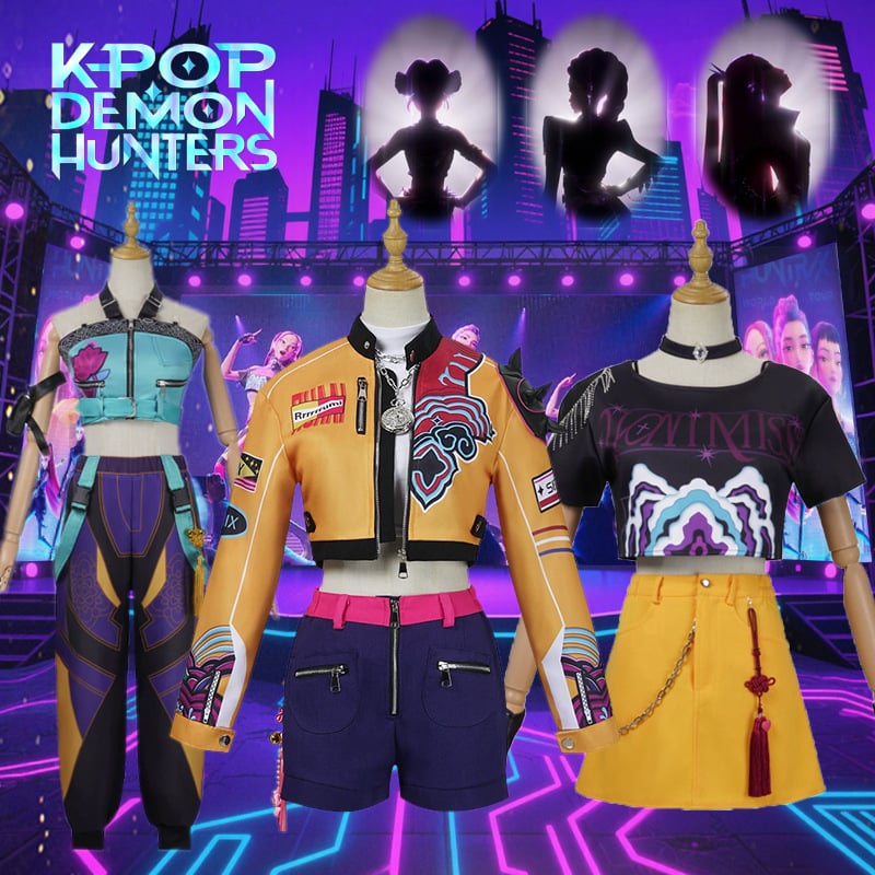 K-Pop sztár Hunter Witch Group cosplay ruhaszett – Rumi Mirazoi karakter, Poliészter + Spandex, színpadi előadásra, Nyár 2025, Női