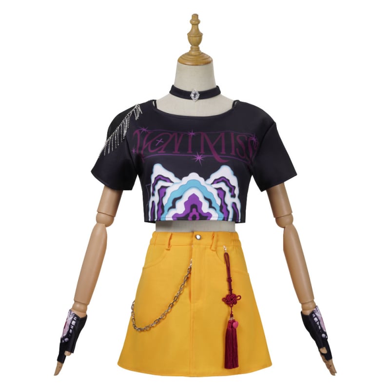 K-Pop sztár Hunter Witch Group cosplay ruhaszett – Rumi Mirazoi karakter, Poliészter + Spandex, színpadi előadásra, Nyár 2025, Női