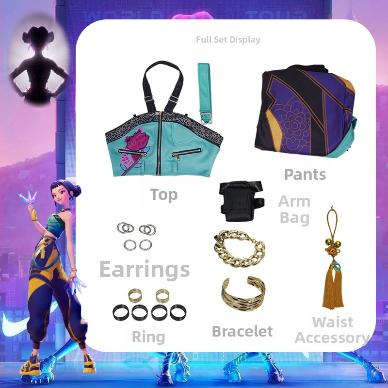 Cosplay kostýmová sada pre K-Pop hviezdu Hunter Witch Group – postava Rumi Mirazoi, Polyester + Spandex, na scénické vystúpenie, leto 2025, ženy