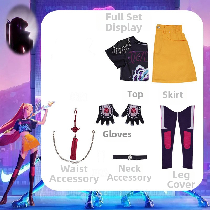 Cosplay kostýmová sada pre K-Pop hviezdu Hunter Witch Group – postava Rumi Mirazoi, Polyester + Spandex, na scénické vystúpenie, leto 2025, ženy