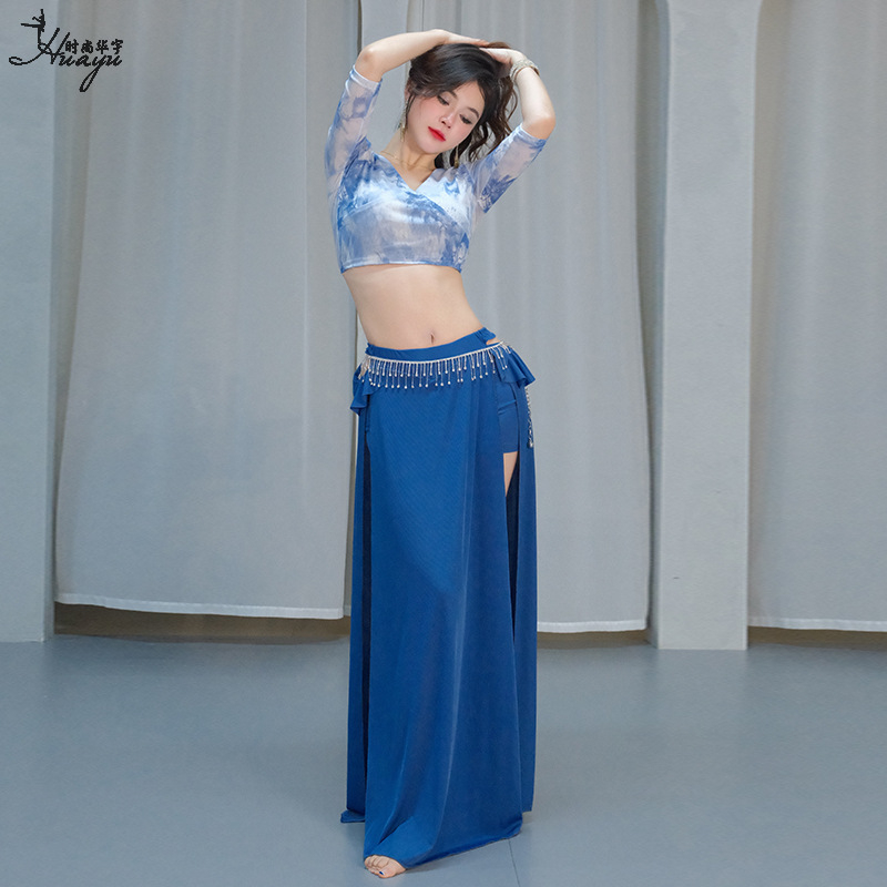 Kostim za belly dance: ispisana mreža, visoke elastičnosti imitirani brokat, glavna tkanina Spandex, za žene