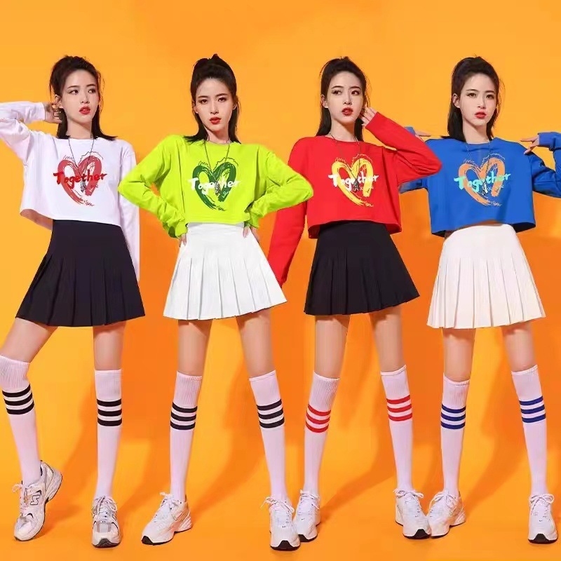 Set kostima za cheerleading - unisex, pamučna tkanina (95%+), korejskog stila, kostimi za grupne jazz plesne nastupe, ljetna kolekcija 2022