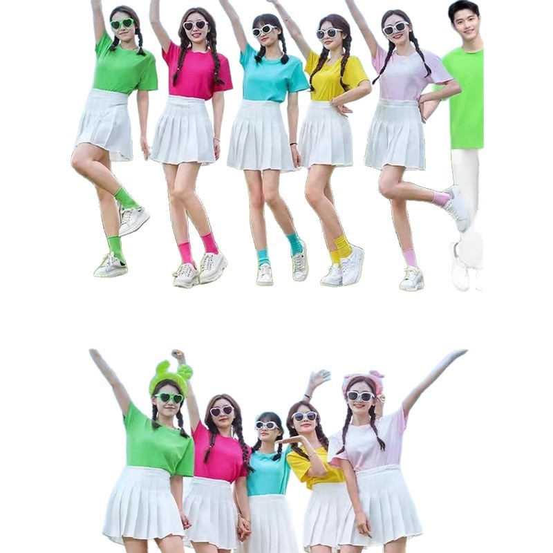 Set dresova za grupni cheerleading i plesne nastupe za odrasle i učenike, boje bombon, za nastupe