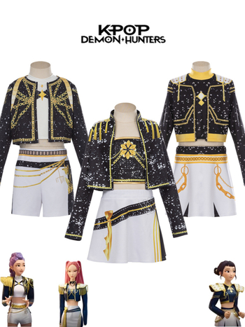 Cosplay kostīms demonu mednieku grupai, K-Pop iedvesots skatuves tēls, Chenille audums, Poliester 70–80%, Spandex zem 30%