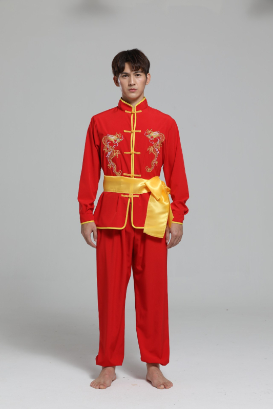 Unisex kostým pre bubnovanie a tanca draka a leva pre folklórny tanec; plošný materiál; jar 2025; vhodné pre vek 35–39 rokov