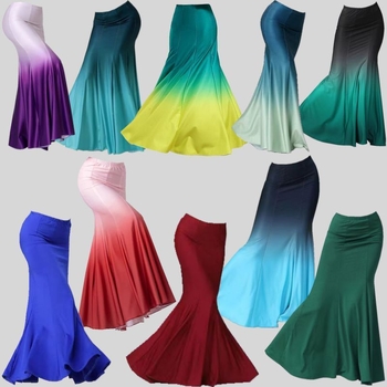 Dai etnička plesna suknja za izvedbe, duga suknja s gradijentnim dizajnom, Chenille-Spandex tkanina, proljeće 2025