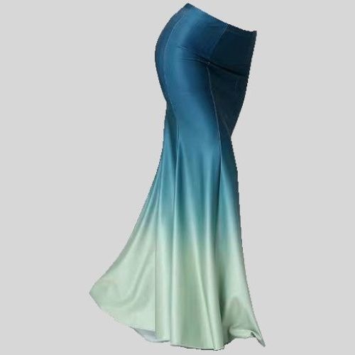 Dai etnička plesna suknja za izvedbe, duga suknja s gradijentnim dizajnom, Chenille-Spandex tkanina, proljeće 2025