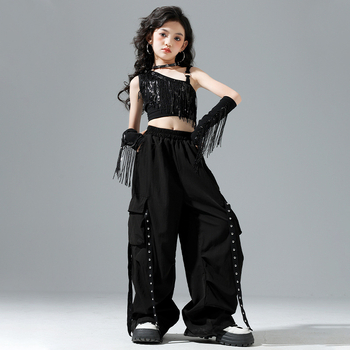 Детски костюм за джазово изпълнение, с ресни и пайети, 50% памук, пролет 2025