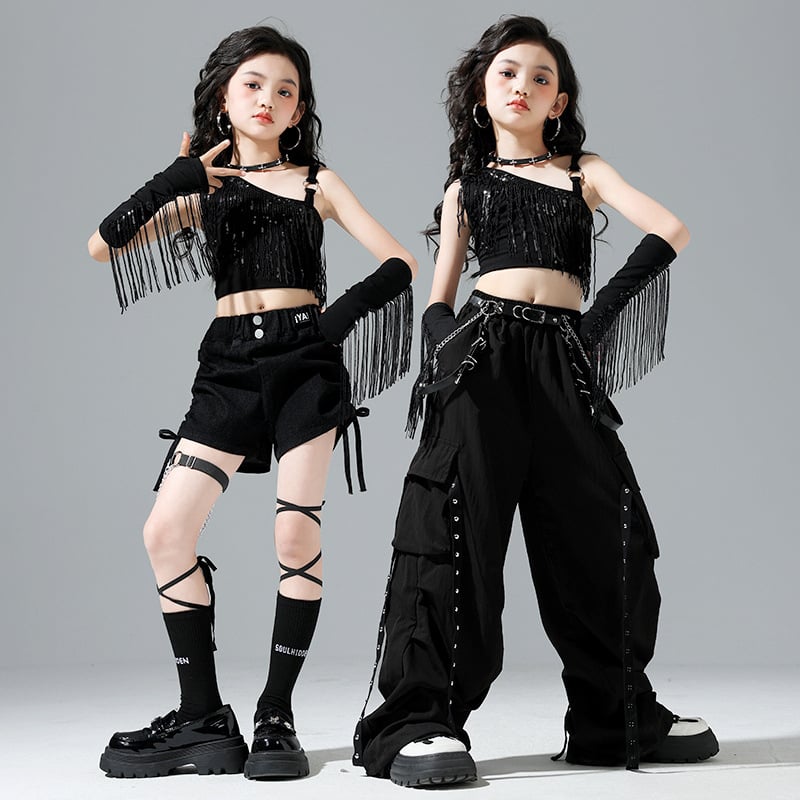 Детски костюм за джазово изпълнение, с ресни и пайети, 50% памук, пролет 2025