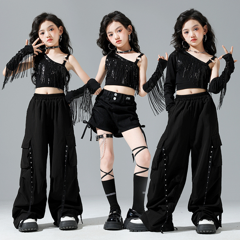 Детски костюм за джазово изпълнение, с ресни и пайети, 50% памук, пролет 2025