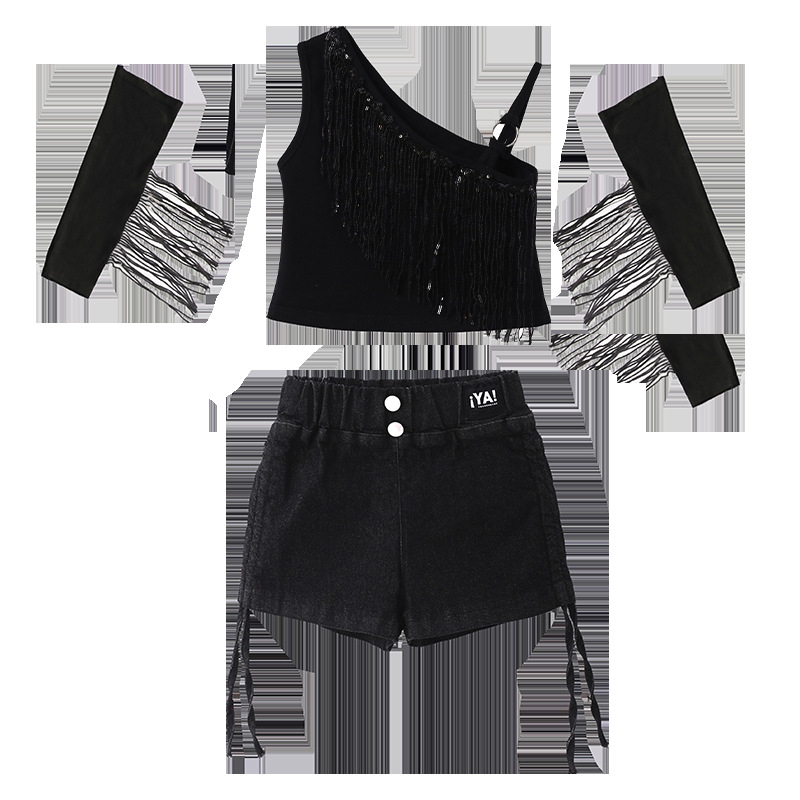 Детски костюм за джазово изпълнение, с ресни и пайети, 50% памук, пролет 2025