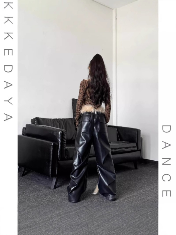 Детски комплект: леопардов принт къс топ и кожени панталони, качулка, дълги ръкави, полиестер, за сценично танцово изпълнение