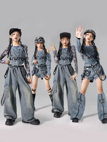 Set costum jazz pentru copii, stil coreean, poliester 95% fibră chimică, pentru repetiții de dans