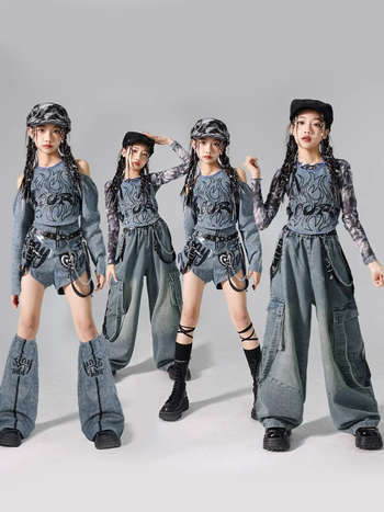 Set costum jazz pentru copii, stil coreean, poliester 95% fibră chimică, pentru repetiții de dans