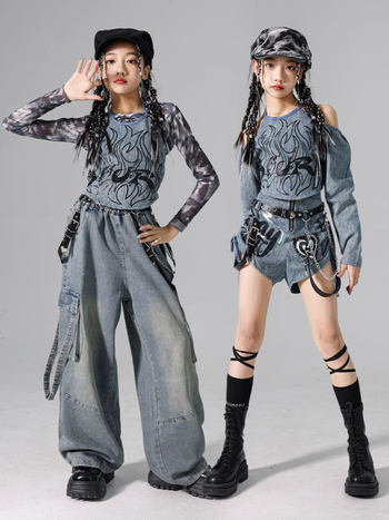 Set costum jazz pentru copii, stil coreean, poliester 95% fibră chimică, pentru repetiții de dans