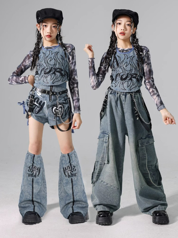 Set costum jazz pentru copii, stil coreean, poliester 95% fibră chimică, pentru repetiții de dans