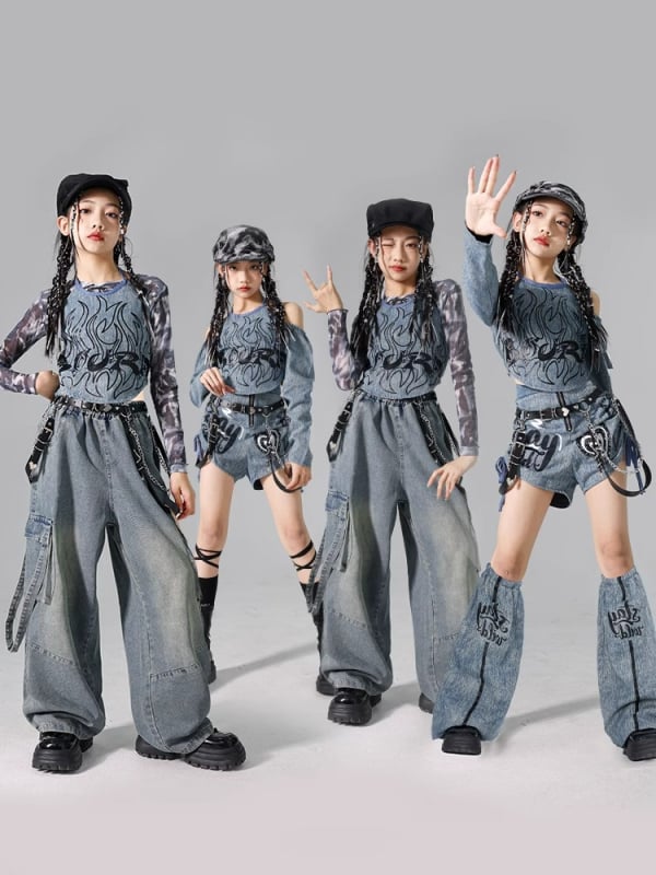 Set costum jazz pentru copii, stil coreean, poliester 95% fibră chimică, pentru repetiții de dans