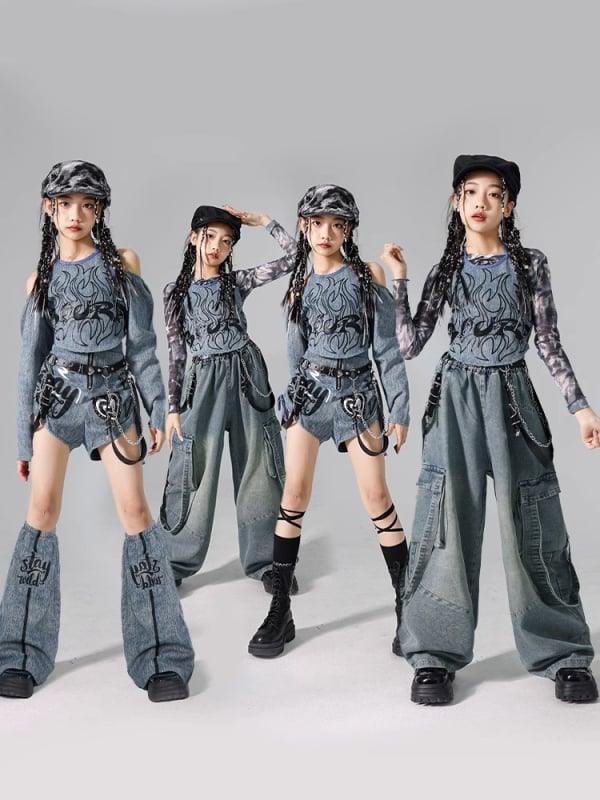 Set costum jazz pentru copii, stil coreean, poliester 95% fibră chimică, pentru repetiții de dans