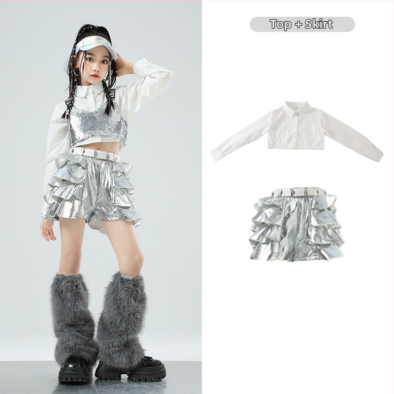 Dievčenský jazz tanečný kostým na tréning – bavlnený materiál, 50% obsah, pre deti od 8 rokov, oblečenie na vystúpenie/tanec