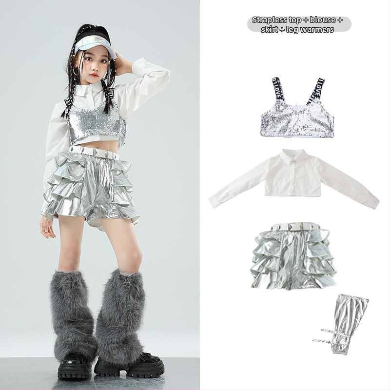 Dievčenský jazz tanečný kostým na tréning – bavlnený materiál, 50% obsah, pre deti od 8 rokov, oblečenie na vystúpenie/tanec