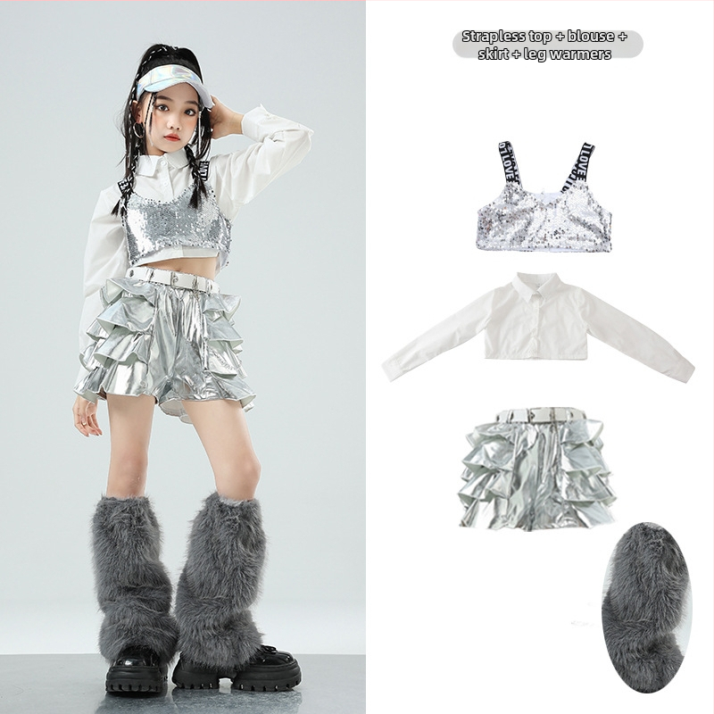 Dievčenský jazz tanečný kostým na tréning – bavlnený materiál, 50% obsah, pre deti od 8 rokov, oblečenie na vystúpenie/tanec