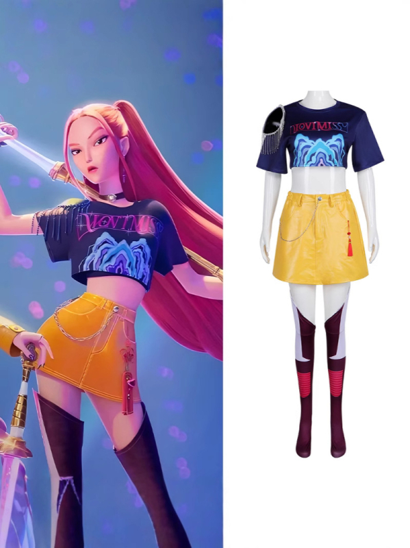 Costum cosplay – Demon Hunters, stil Harajuku, îmbrăcăminte din poliester pentru jocuri și roluri de anime, vara 2025 (70–80% poliester; țesătură secundară sub 30%)