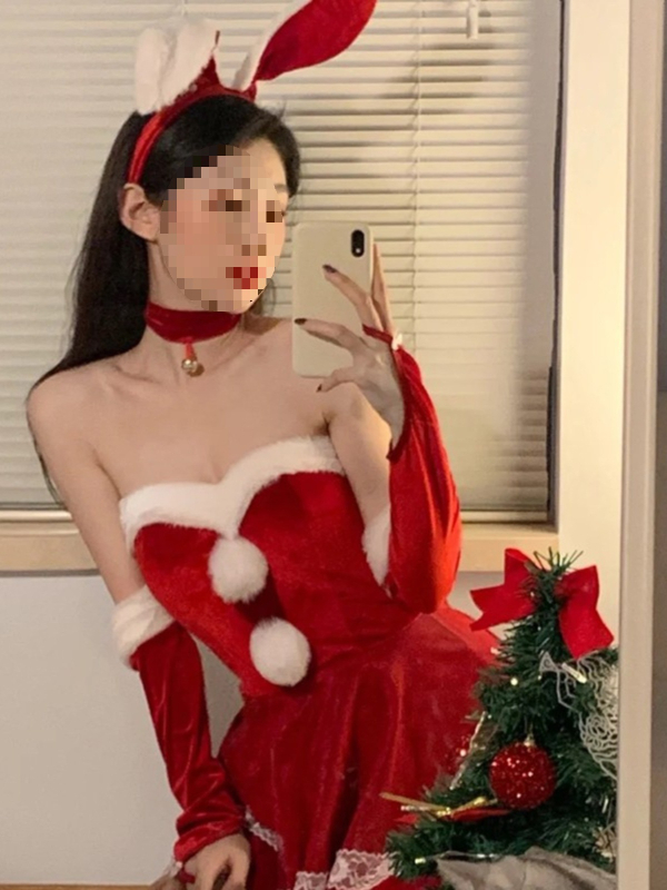Costum cosplay Bunny Girl cu temă de Crăciun, unisex, lansare toamnă 2024, potrivit pentru vârsta 35–39