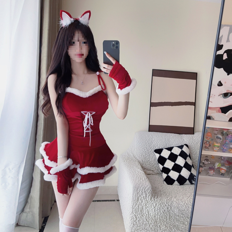 Costum cosplay Bunny Girl cu temă de Crăciun, unisex, lansare toamnă 2024, potrivit pentru vârsta 35–39