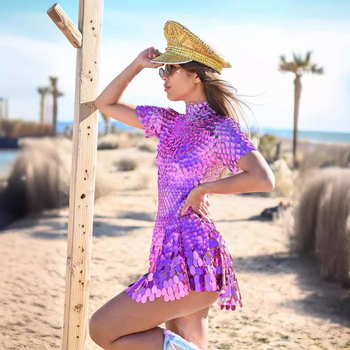 Fustă cu paiete pentru spectacole de dans, poliester, 80–90% poliester, stil sexy, primăvara 2025